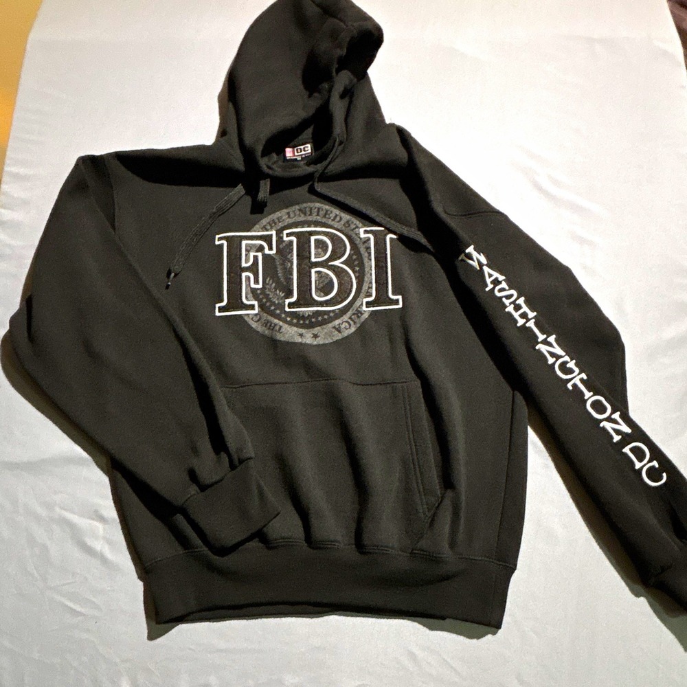 FBI Washington DC Hoodie Black Mens Medium Pullover Sweatshirt Graphic Sleeve